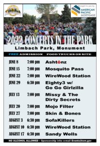 Monument Concerts in the Park 2022 Schedule